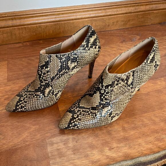 INEZ Marisol 90 in Natural Snake Emboss Ankle Boot Bootie Sz 9 Tan Black Python - Picture 8 of 16